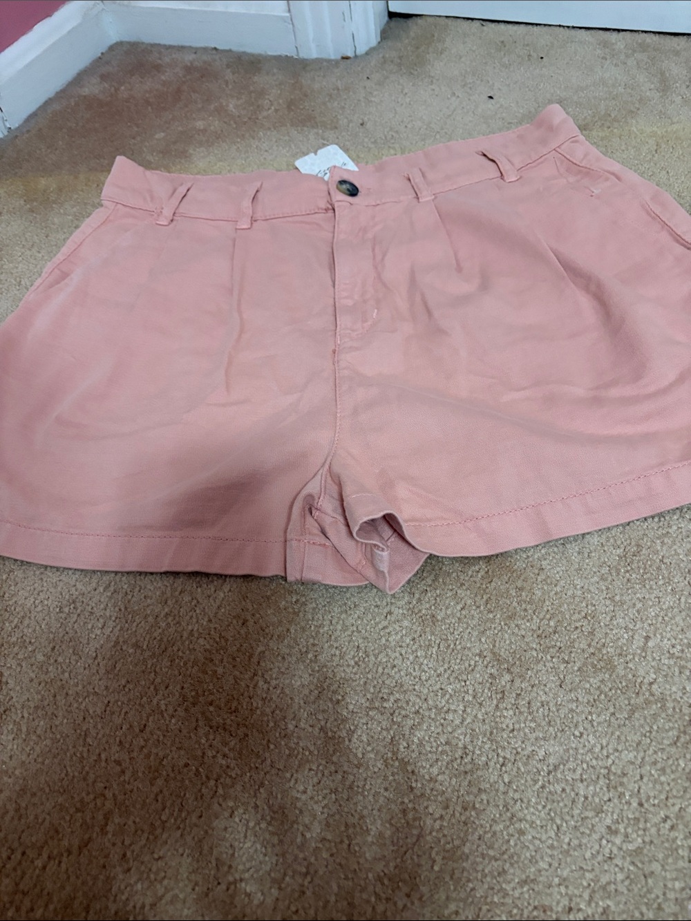 High-Rise Peach Women's Bermuda Shorts